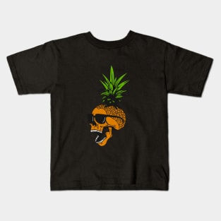 Pineapple, Skull wearing Glasses, Tropical Design Kids T-Shirt